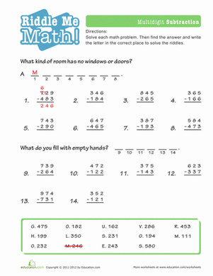 Maths Worksheet For Class 4 Subtraction