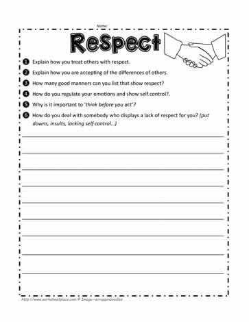 Respect Worksheets For Elementary Students