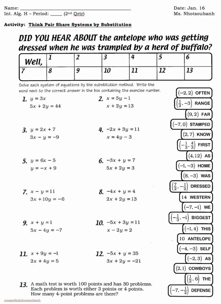 Grade 8 Linear Equations Word Problems Worksheet