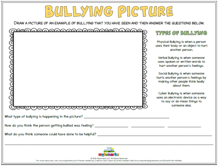 Bullying Worksheets For Kids