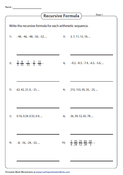 Arithmetic And Geometric Series Worksheet