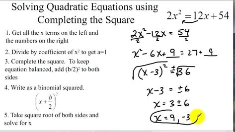 Completing The Square Worksheet Doc