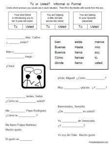 Spanish Worksheets For Kids Free