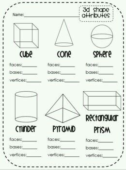 3d Shapes Worksheet 1st Grade