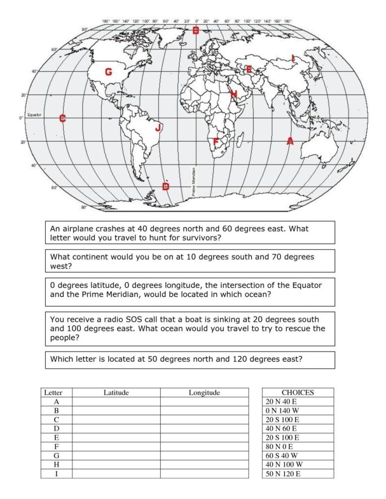 Map Skills Worksheets 4th Grade