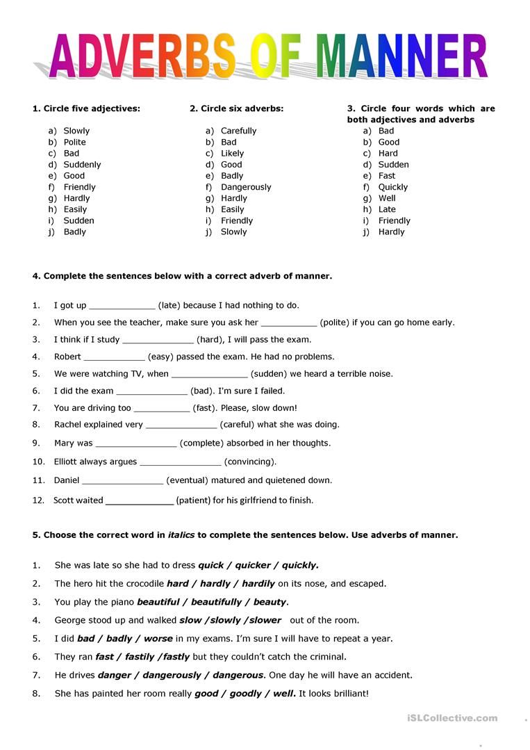 Adverbs Worksheet For Grade 2