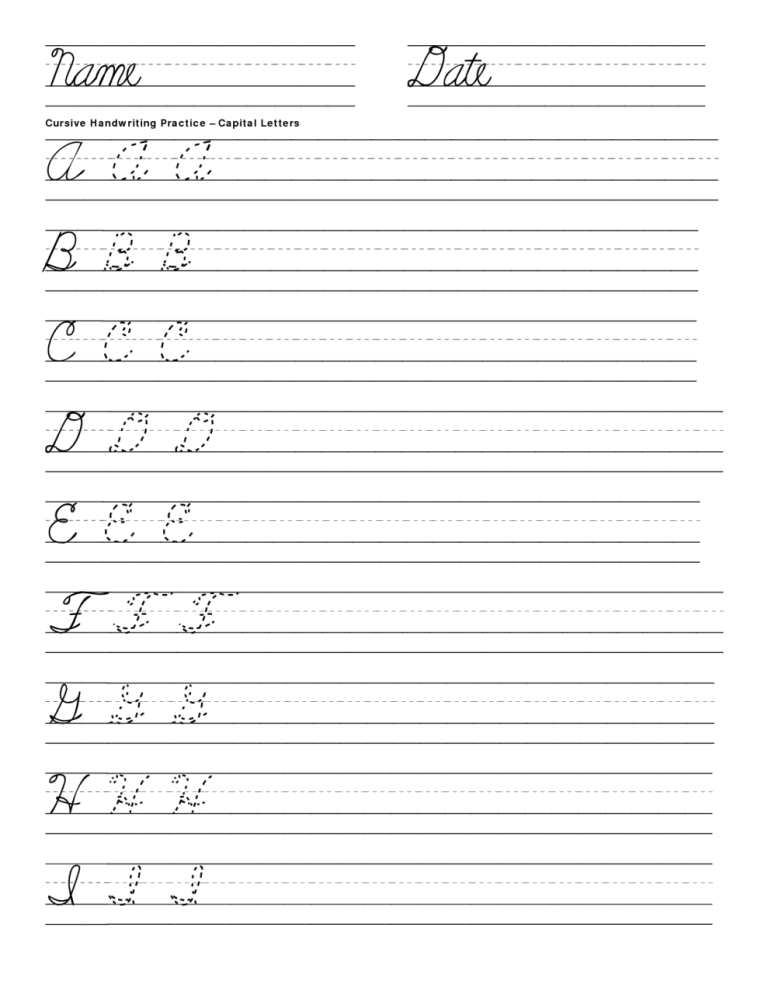 Handwriting Practice Sheets Printable