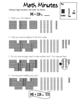 Addition With Regrouping Worksheets With Base Ten Blocks