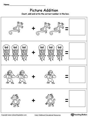 Counting Free Printable Math Addition Worksheets For Kindergarten