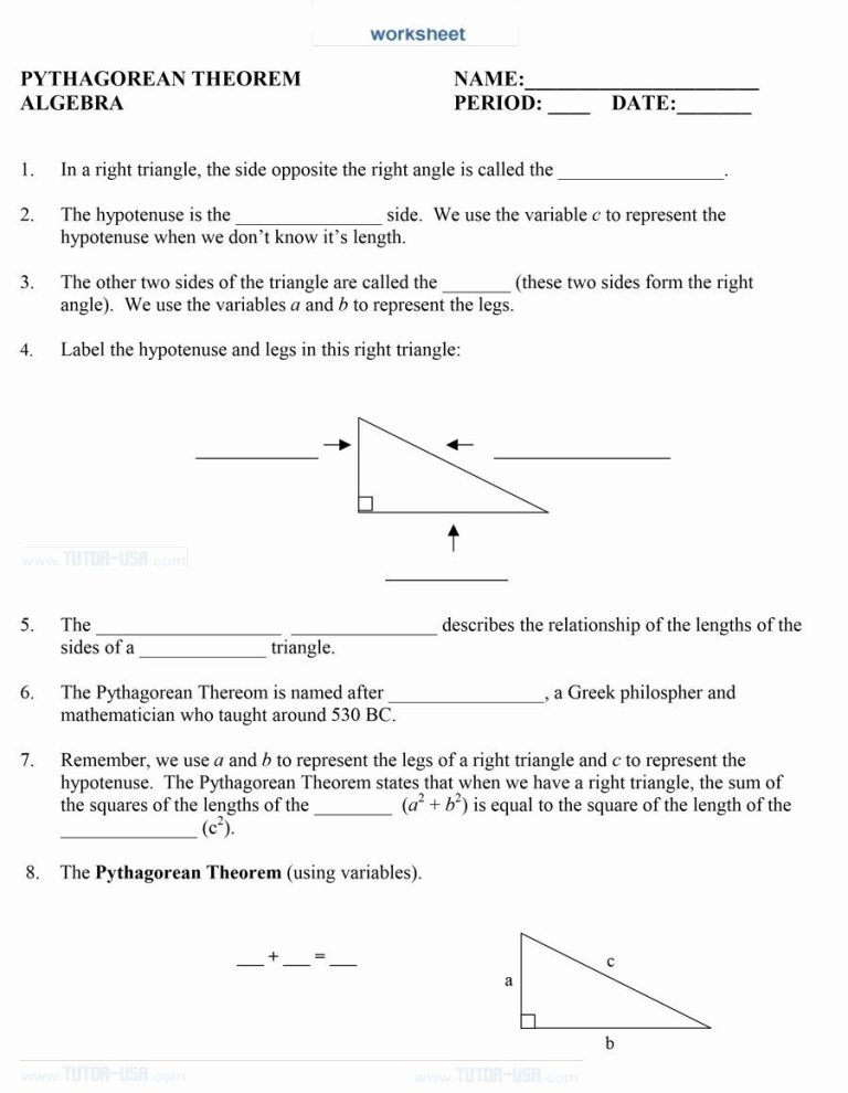 Pythagoras Worksheet Pdf