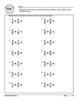 Multiplying Fractions Worksheets Printable