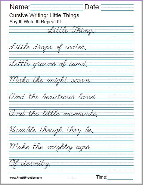 5th Grade Cursive Writing Sentences Worksheets Pdf