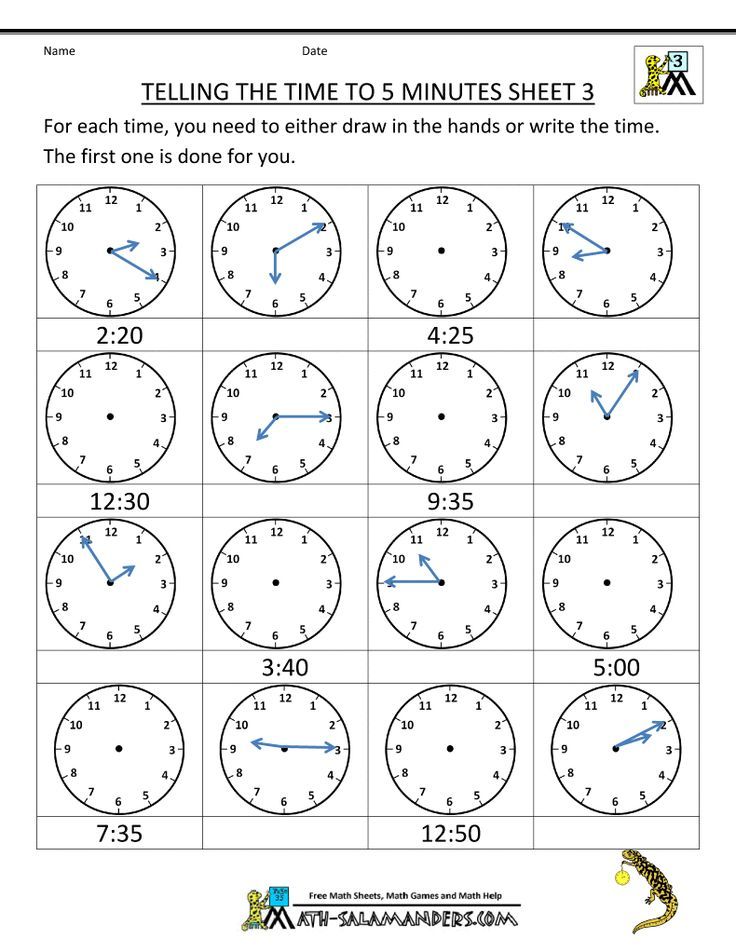 Telling Time To The Nearest Minute Worksheets