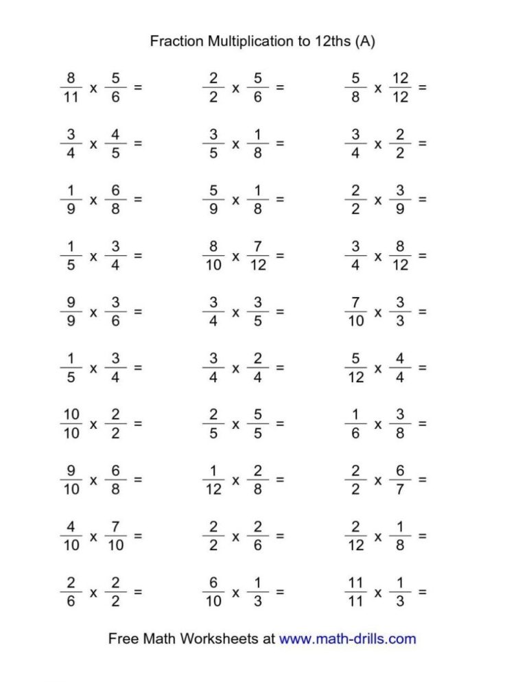 Multiplying Fractions Worksheets 5th Grade