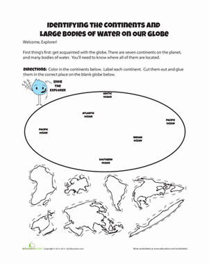 Continents And Oceans Worksheet With Word Bank