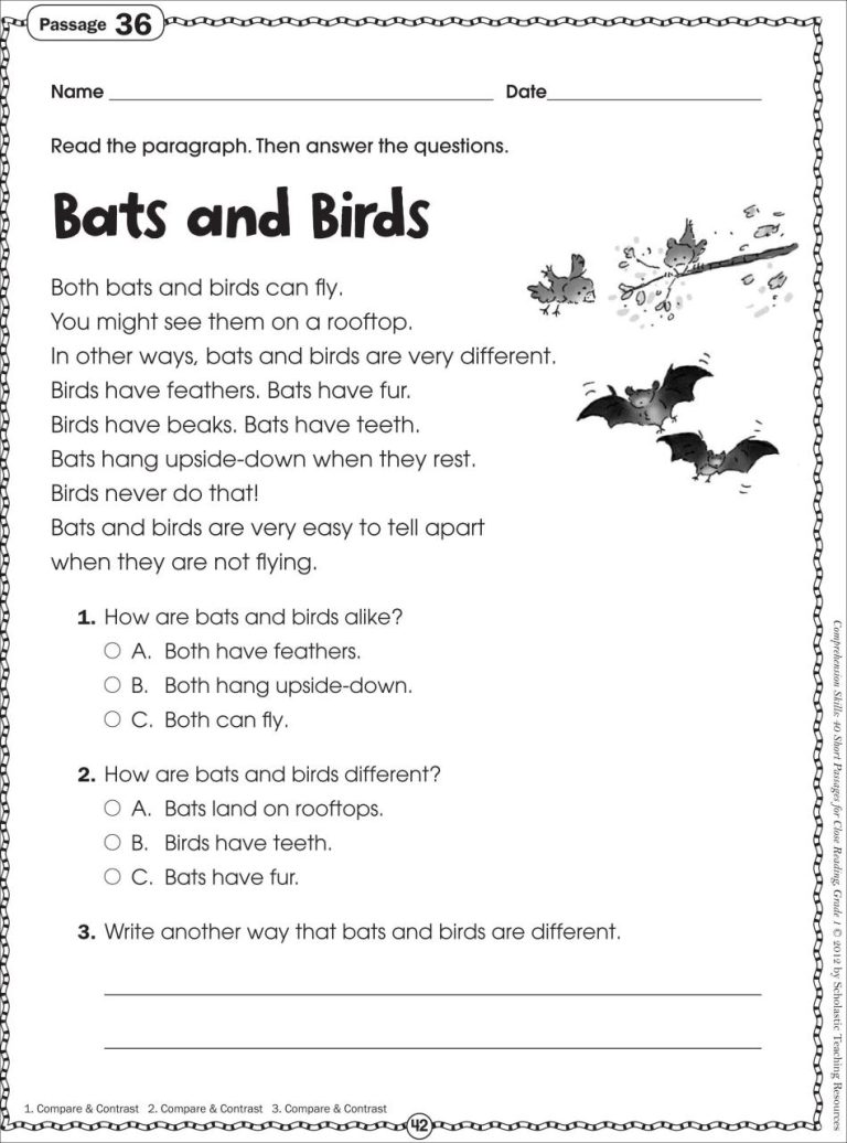 2nd Grade Reading Comprehension Worksheets Multiple Choice