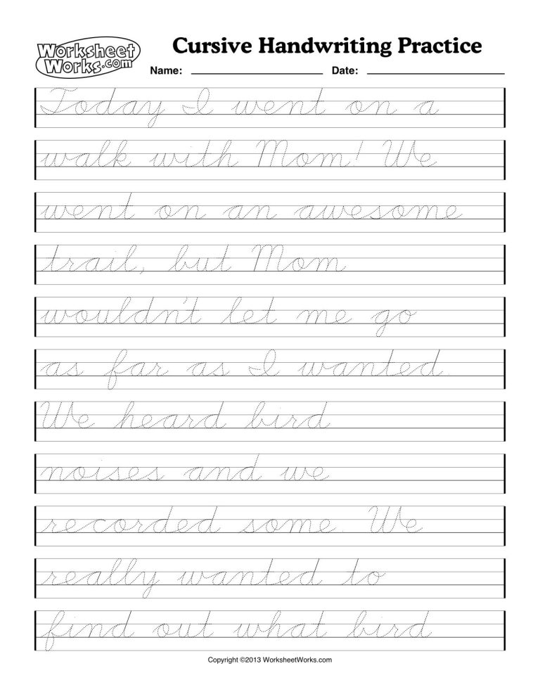 English Handwriting Practice Sheets