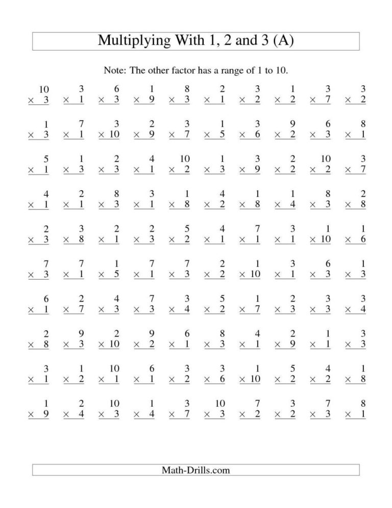 Times Tables Worksheets 3rd Grade