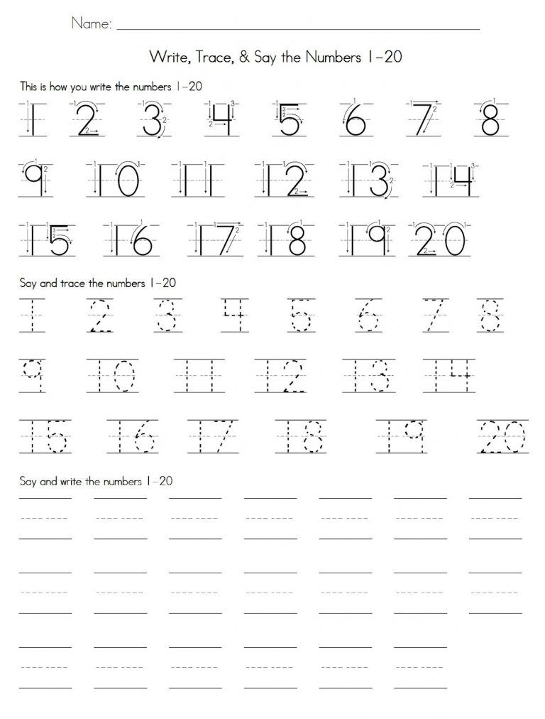 Kindergarten Writing Worksheets Numbers