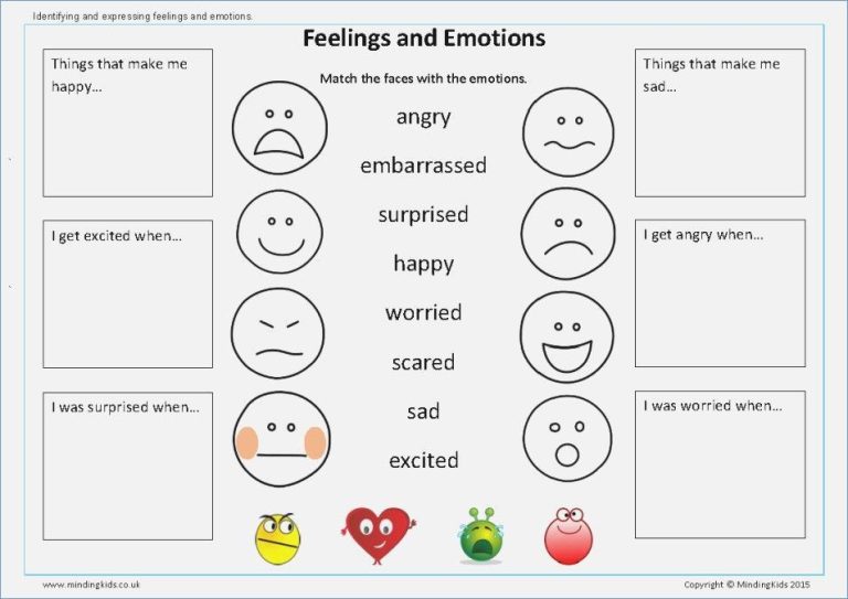 Feelings And Emotions Worksheets Pdf