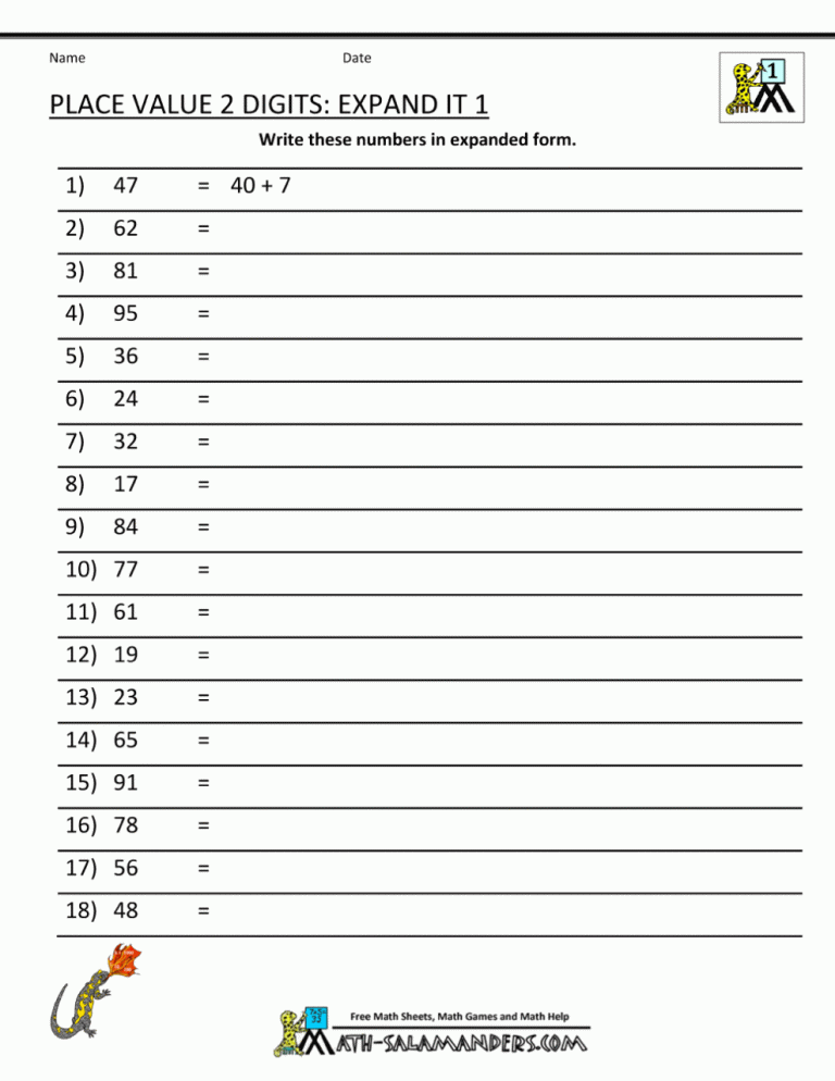 Math Salamanders Place Value