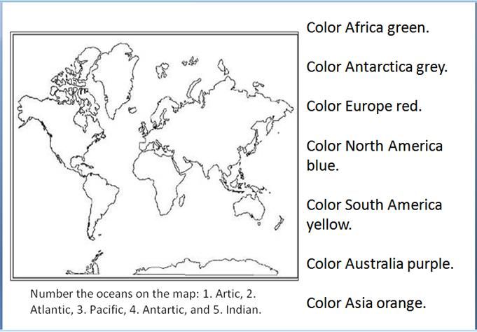 Continents And Oceans Worksheet Printable