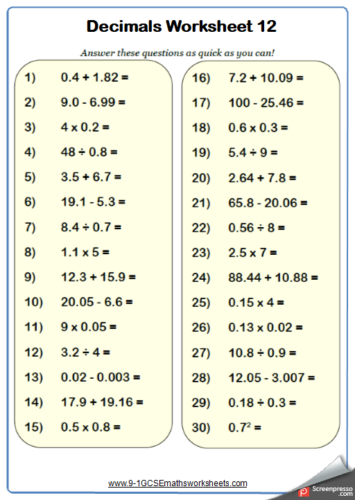 Year 9 Maths Worksheets And Answers