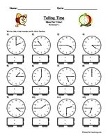 Telling Time Worksheets Half Hour