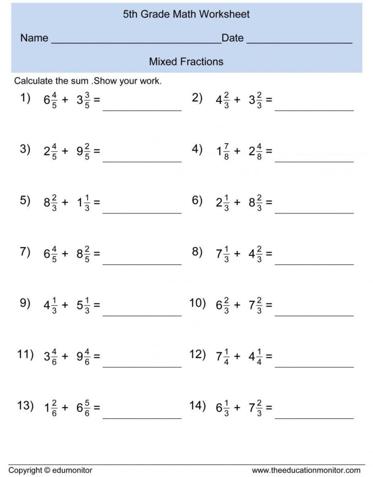 Multiplying Fractions By Whole Numbers Worksheets 4th Grade