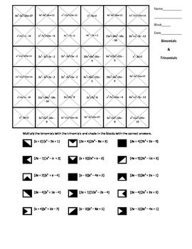 Multiplying Binomials Worksheet 1 Answer Key