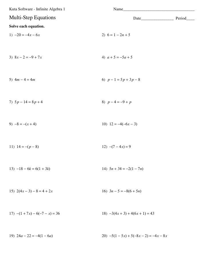 Algebra 1 Worksheets With Answers