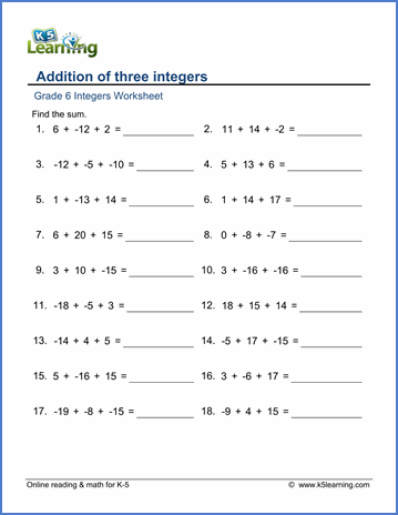 Multiplying Integers Worksheet 6th Grade