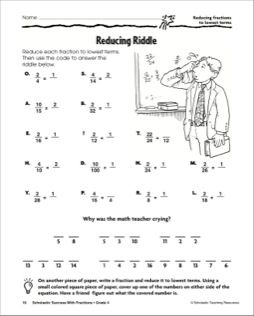 Reducing Fractions Worksheet 4th Grade