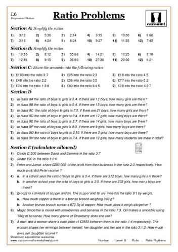 Printable Ratio Worksheets Pdf