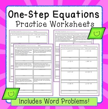 One Step Equations Worksheet No Negatives