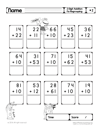 Double Digit Addition Without Regrouping Worksheet