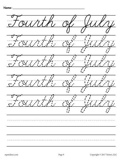 Free Cursive Worksheets Printable