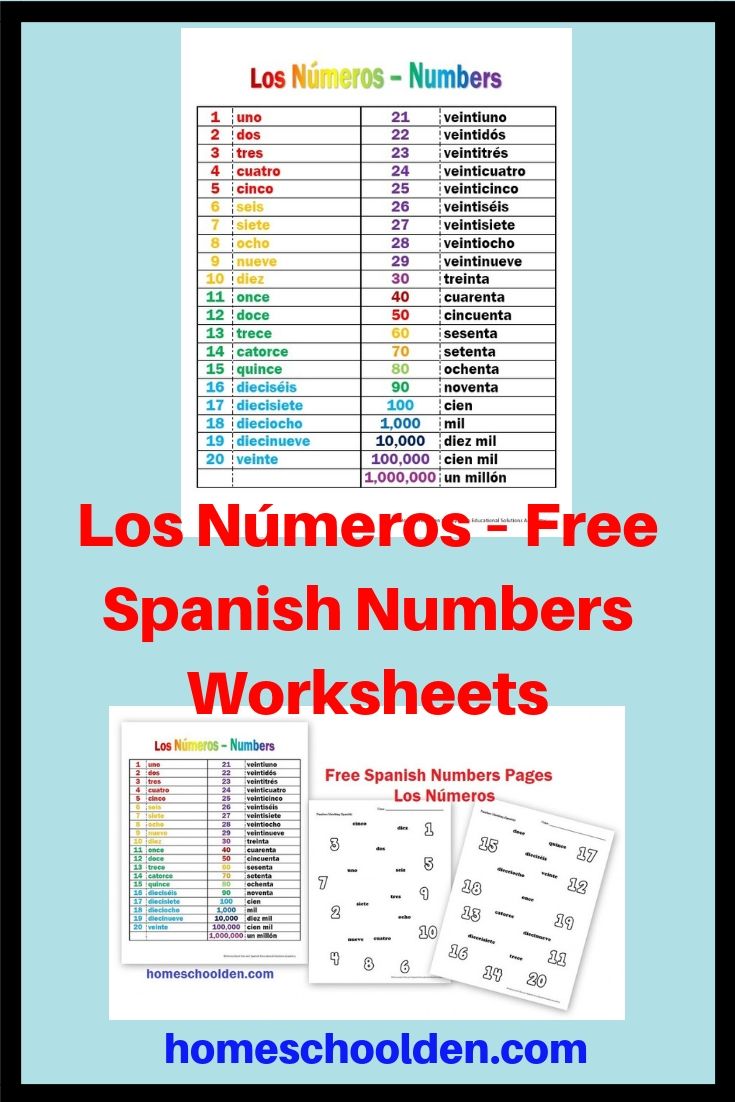 Numbers Worksheet Spanish