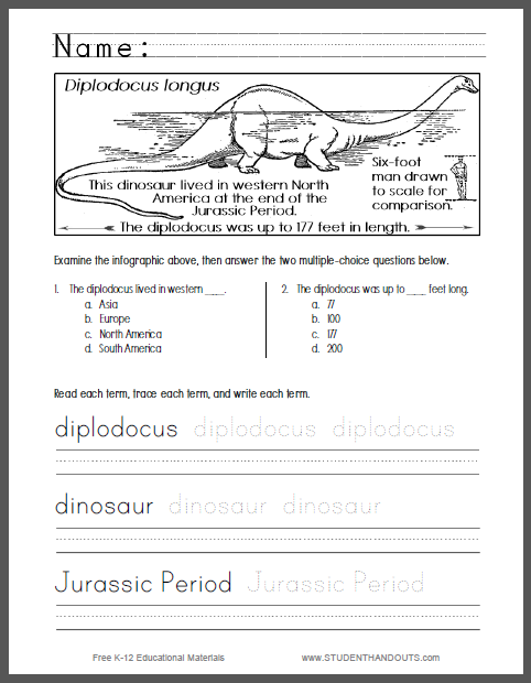 Dinosaur Worksheets 3rd Grade