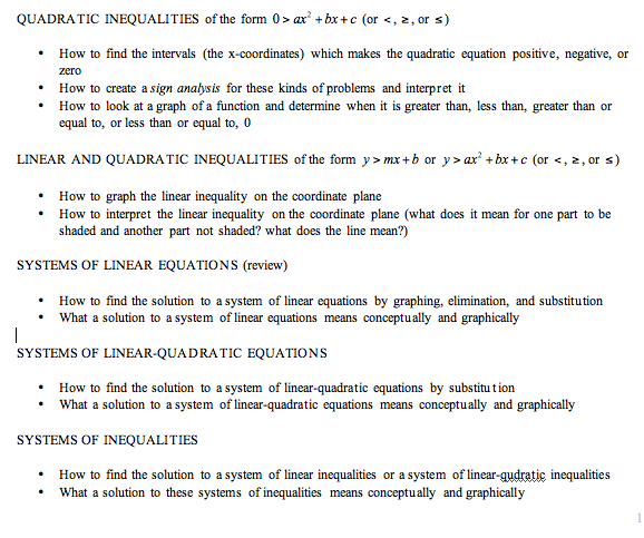 Graphing Quadratic Inequalities Worksheet