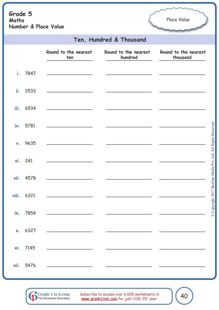 English Worksheet For Class 1 Icse