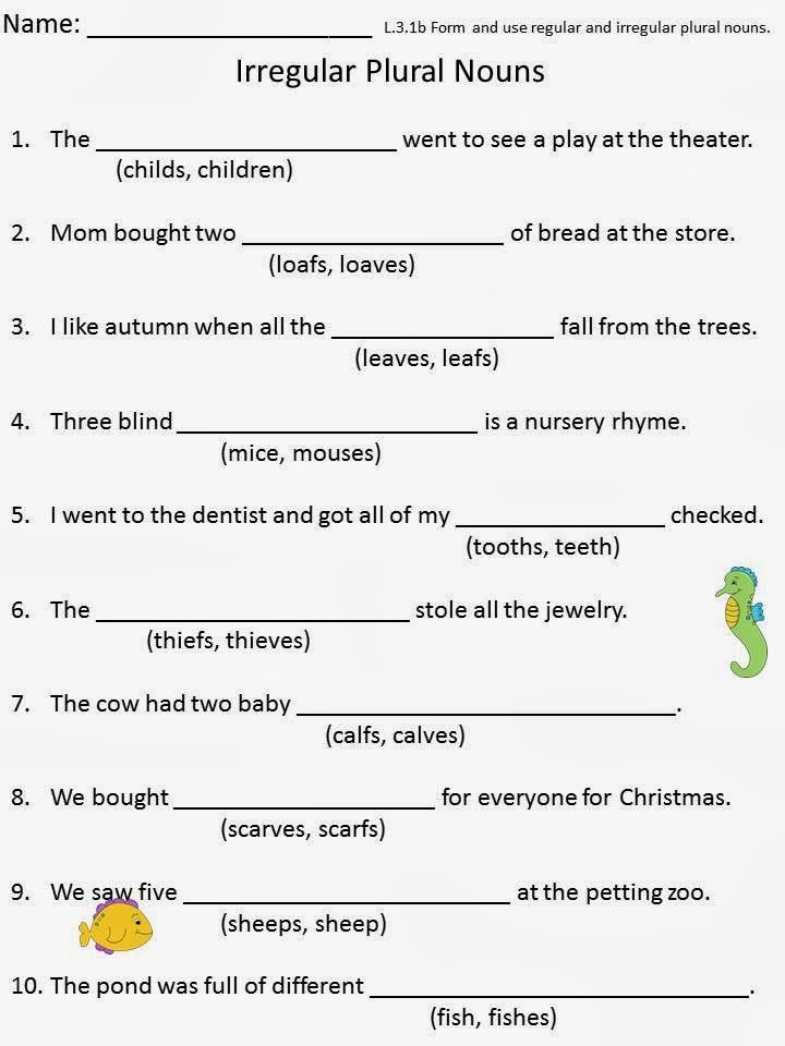 Plural Nouns Worksheet 3rd Grade