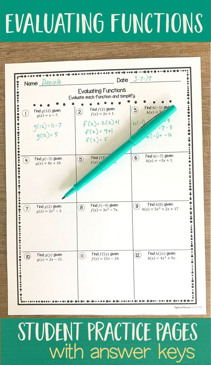 Evaluating Functions Worksheet Answers