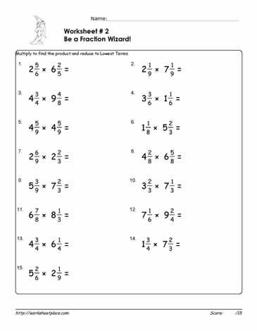 Multiplying Mixed Numbers Worksheet