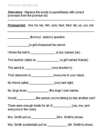 Possessive Pronouns Worksheets For Grade 5