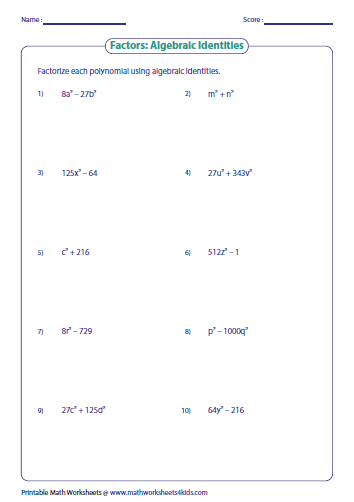 Factoring By Grouping Worksheets