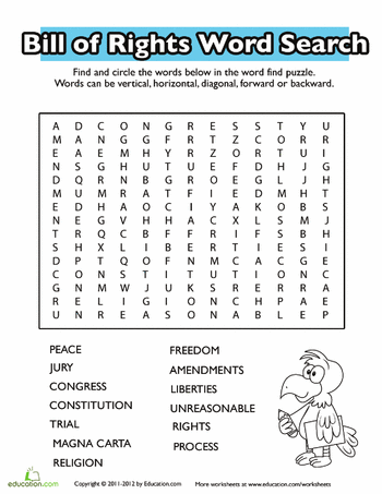 Bill Of Rights Worksheets For 3rd Grade