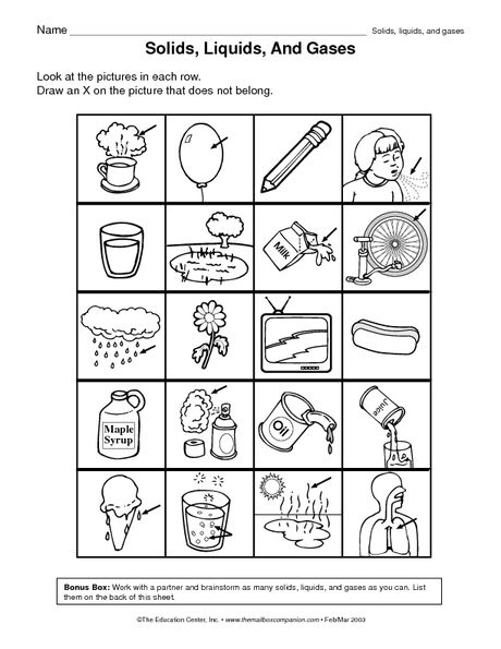 States Of Matter Worksheet For Kids