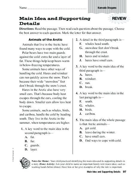 Main Idea Worksheets