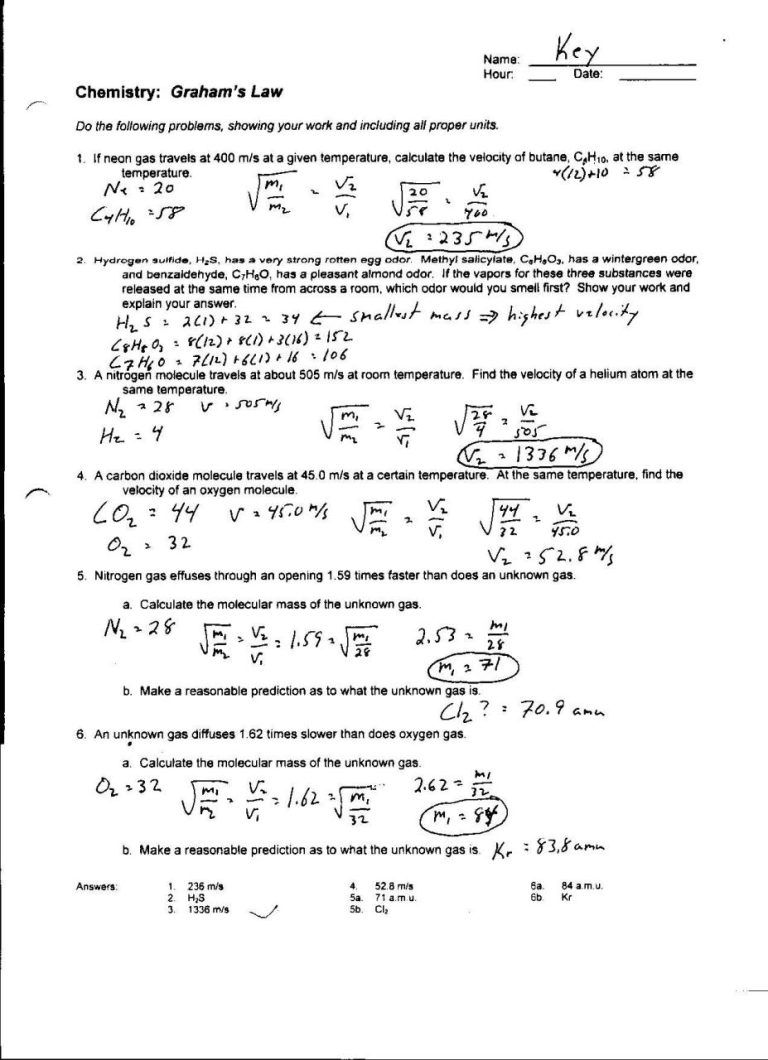 Combined Gas Law Worksheet Answers